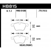 Колодки тормозные HB815B.775 HAWK HPS 5.0 Volvo S60 316mm Brake Rotors передние