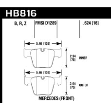 Колодки тормозные HB816B.624 HAWK HPS 5.0 Mercedes-Benz CL63 AMG передние