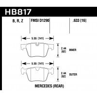 Колодки тормозные HB817Z.633 HAWK PC Mercedes-Benz CL63 AMG задние