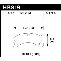 Колодки тормозные HB819B.614 HAWK HPS 5.0 перед. Porsche Cayenne 2010-> ; MACAN 3.0S; 350x34mm