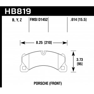 Колодки тормозные HB819B.614 HAWK HPS 5.0 перед. Porsche Cayenne 2010-> ; MACAN 3.0S; 350x34mm