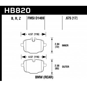 Колодки тормозные HB820B.675 HAWK HPS 5.0 BMW 550i задние