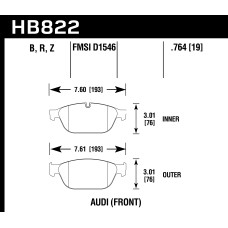 Колодки тормозные HB822Z.764 HAWK PC Audi A8 Quattro передние