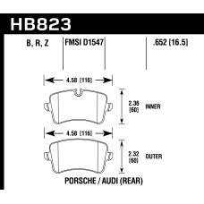 Колодки тормозные HB823Z.652 HAWK PC задние Audi RS5; RS7; S7; S6; Porsche Macan