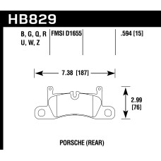 Колодки тормозные HB829Z.594 HAWK PC Porsche 911 Carrera задние