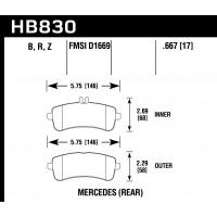 Колодки тормозные HB830B.667 HAWK HPS 5.0 Mercedes-Benz SL63 AMG задние