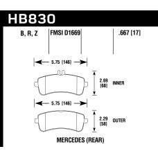 Колодки тормозные HB830Z.667 HAWK PC Mercedes-Benz SL63 AMG задние