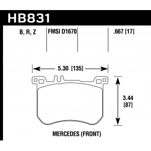 Колодки тормозные HB831B.667 HAWK HPS 5.0 Mercedes-Benz SL400 передние