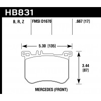 Колодки тормозные HB831Z.667 HAWK PC Mercedes-Benz SL400 передние