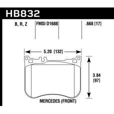 Колодки тормозные HB832Z.668 HAWK PC Mercedes-Benz S550 4Matic передние