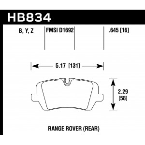 Колодки тормозные HB834B.645 HAWK HPS 5.0 Land Rover Range Rover Supercharged задние