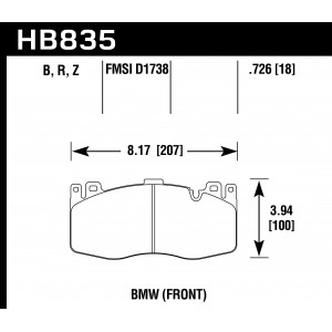 Колодки тормозные HB835B.726 перед BMW X5M F85; X6M F86