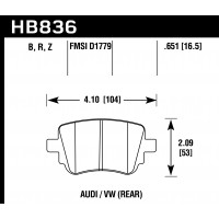 Колодки тормозные HB836Z.651 HAWK PC VOLKSWAGEN Alltrack задние