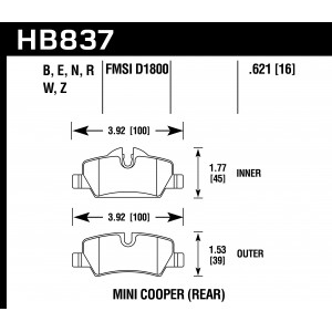 Колодки тормозные HB837B.621