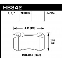 Колодки тормозные HB842B.547 MB CLS C219; S W220; S W221; S C215; S C216; SLR R199