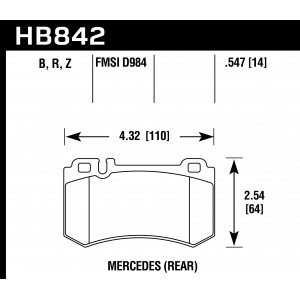 Колодки тормозные HB842Z.547 MB CLS C219; S W220; S W221; S C215; S C216; SLR R199