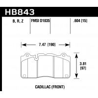 Колодки тормозные HB843B.604 Cadillac CTS V 2016->