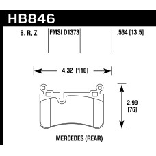 Колодки тормозные HB846Z.534 MERCEDES-BENZ C63 AMG (204, 218)