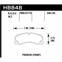 Колодки тормозные HB848N.646 HAWK HP+ перед PORSCHE 911 (991) GT3, GT3 RS