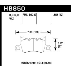 Колодки тормозные HB850Z.655 PORSCHE 911 (991) GT3, GT3 RS/R; CAYMAN (981) 3.8 GT4