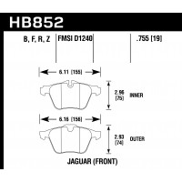 Колодки тормозные HB852F.755 HAWK HPS XJ (350, 358, 351); XF (250); XK; S-Type