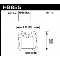 Колодки тормозные HB855B.724 HAWK HPS 5.0 Lexus LS (F4), LS350, LS500 2017-> задние