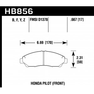 Колодки тормозные HB856B.667 HAWK HPS 5.0 Honda Pilot передние