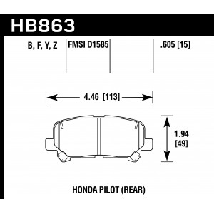 Колодки тормозные HB863B.605 HAWK HPS 5.0 Honda Pilot задние