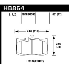 Колодки тормозные HB864F.661 HAWK HPS перед Toyota Celsior 4.3 (UCF3) Lexus GS 2005-> ; IS III