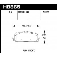 Колодки тормозные HB865Z.620 перед A4 B9 RS4; A5 F53; Q5 FYB; Q7 4MB; Akebono;
