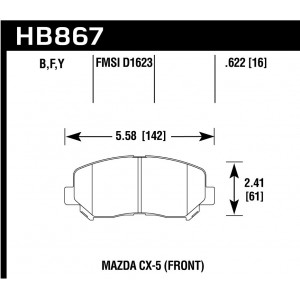 Колодки тормозные HB867Y.622 перед Mazda CX-5; CX-8