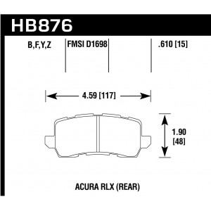 Колодки тормозные HB876B.610 HAWK HPS 5.0 Acura RLX Sport Hybrid задние