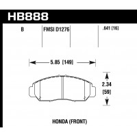 Колодки тормозные HB888B.641 HAWK HPS 5.0 Honda Civic GX передние