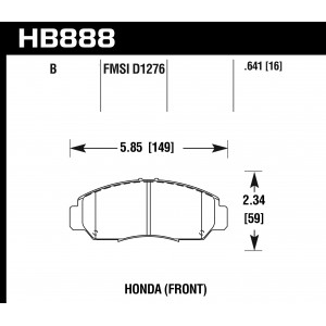 Колодки тормозные HB888B.641 HAWK HPS 5.0 Honda Civic GX передние