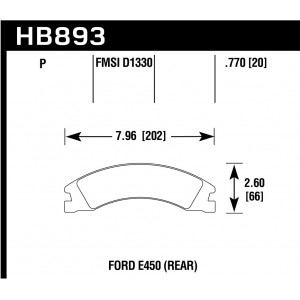 Колодки тормозные HB893P.770 HAWK Super Duty Ford E-450 Super Duty задние