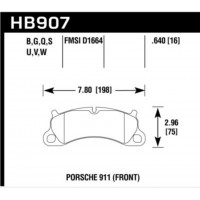 Колодки тормозные HB907B.640 HAWK HPS 5.0 перед Porsche 911 Carrera S 2011-15 ; Boxster Spyder 981