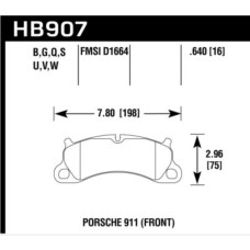 Колодки тормозные HB907B.640 HAWK HPS 5.0 перед Porsche 911 Carrera S 2011-15 ; Boxster Spyder 981