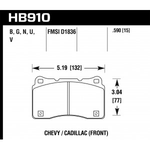 Колодки тормозные HB910B.590 Street 5.0 передние Lancer Evo V-X; SUBARU WRX STI; MEGAN RS; TESLA S