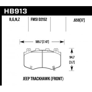 Колодки тормозные HB913N.659 перед Jeep WK2 Trackhawk 2019->