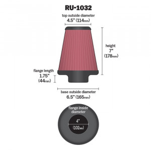 Фильтр нулевого сопротивления универсальный K&N RU-1032 Air Filter