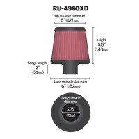 Фильтр нулевого сопротивления универсальный K&N RU-4960XD Clamp-On