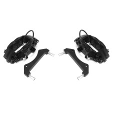 Комплект суппортов 2 шт. Brembo 4 поршня + адаптеры + армированные торм. шланги (2 шт) ЧЕРНЫЕ