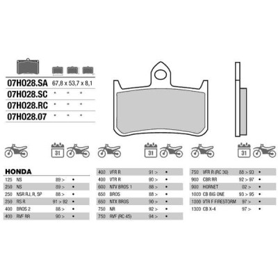 Brembo 07HO28SA колодки тормозные МОТО(FDB533)