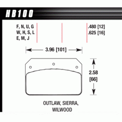 Колодки тормозные HB100R.480 HAWK Street Race ALCON PNF0084X284 / WILWOOD Dynalite