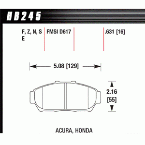 Колодки тормозные HB245R.631 HAWK Street Race