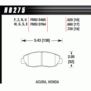 Колодки тормозные HB275R.620 HAWK Street Race передние Honda Civic, Accord