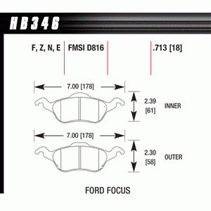 Колодки тормозные HB346Z.713 HAWK PC передние FORD Focus