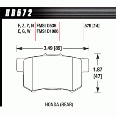 Колодки тормозные HB572N.570 HAWK HP Plus