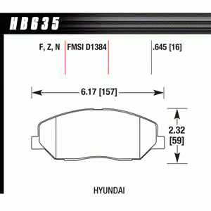 Колодки тормозные HB635N.645 HAWK HP Plus