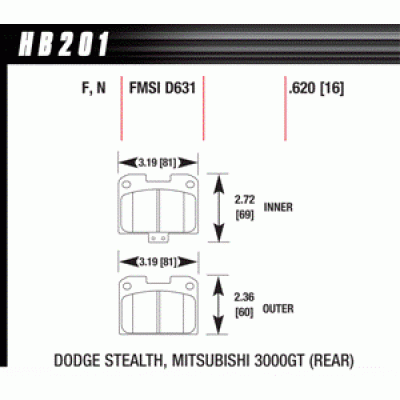 Колодки тормозные HB201N.620 HAWK HP Plus
